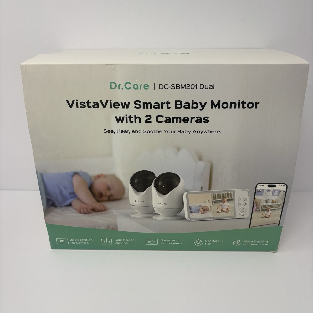 Dr.Care VistaView DC-SBM201 Dual 2K Smart Baby Monitor 5" Screen 2 Cameras